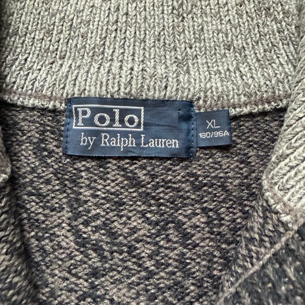 Polo Ralph Lauren Vintage Wool Fair Isle Snowflake Half-Zip Mock Neck Sweater-XL